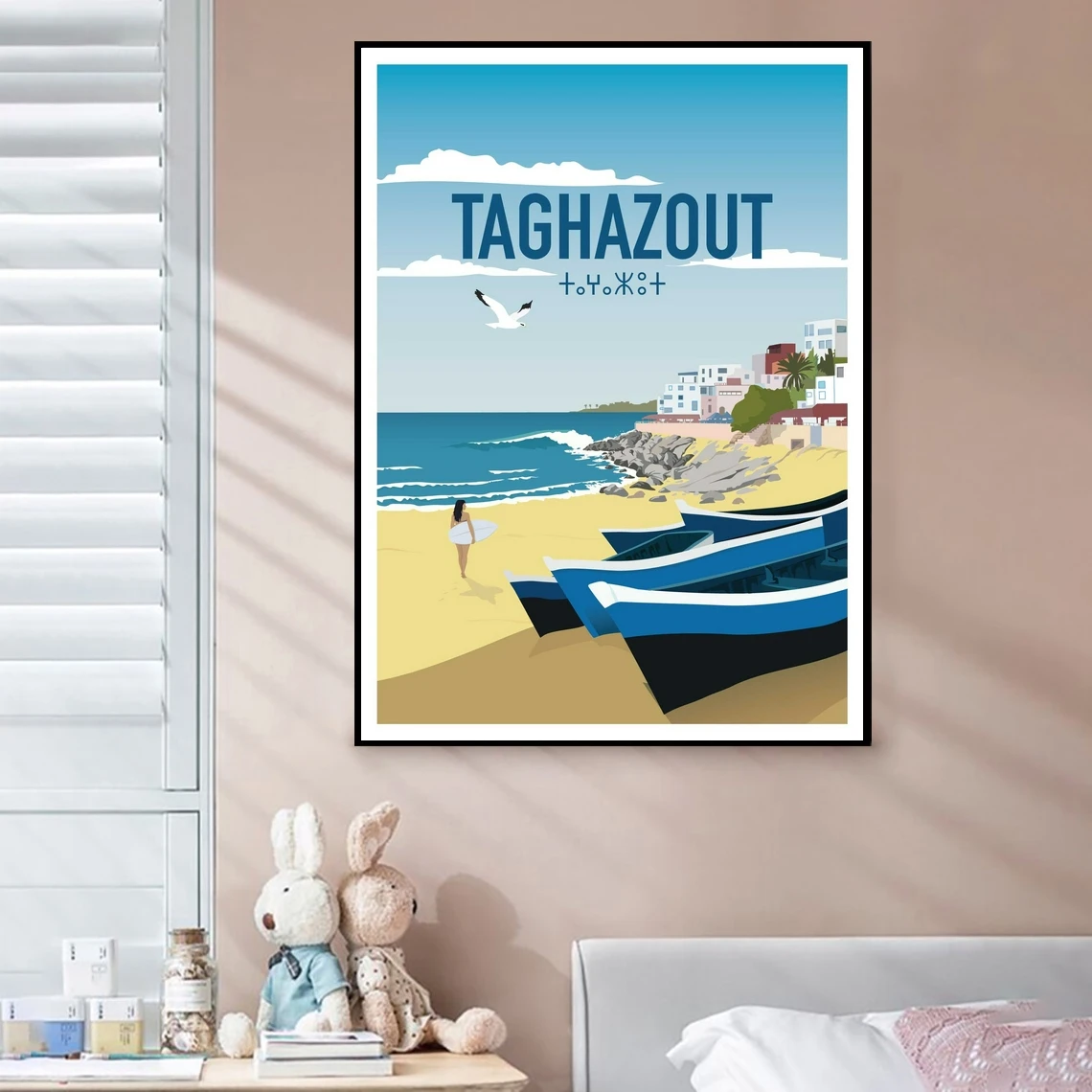 

Постер Taghazout, марокканский постер для путешествий, принт Taghazout для серфинга, пляжный Настенный декор, домашний декор для серфинга, подарок для серфера, винтажный