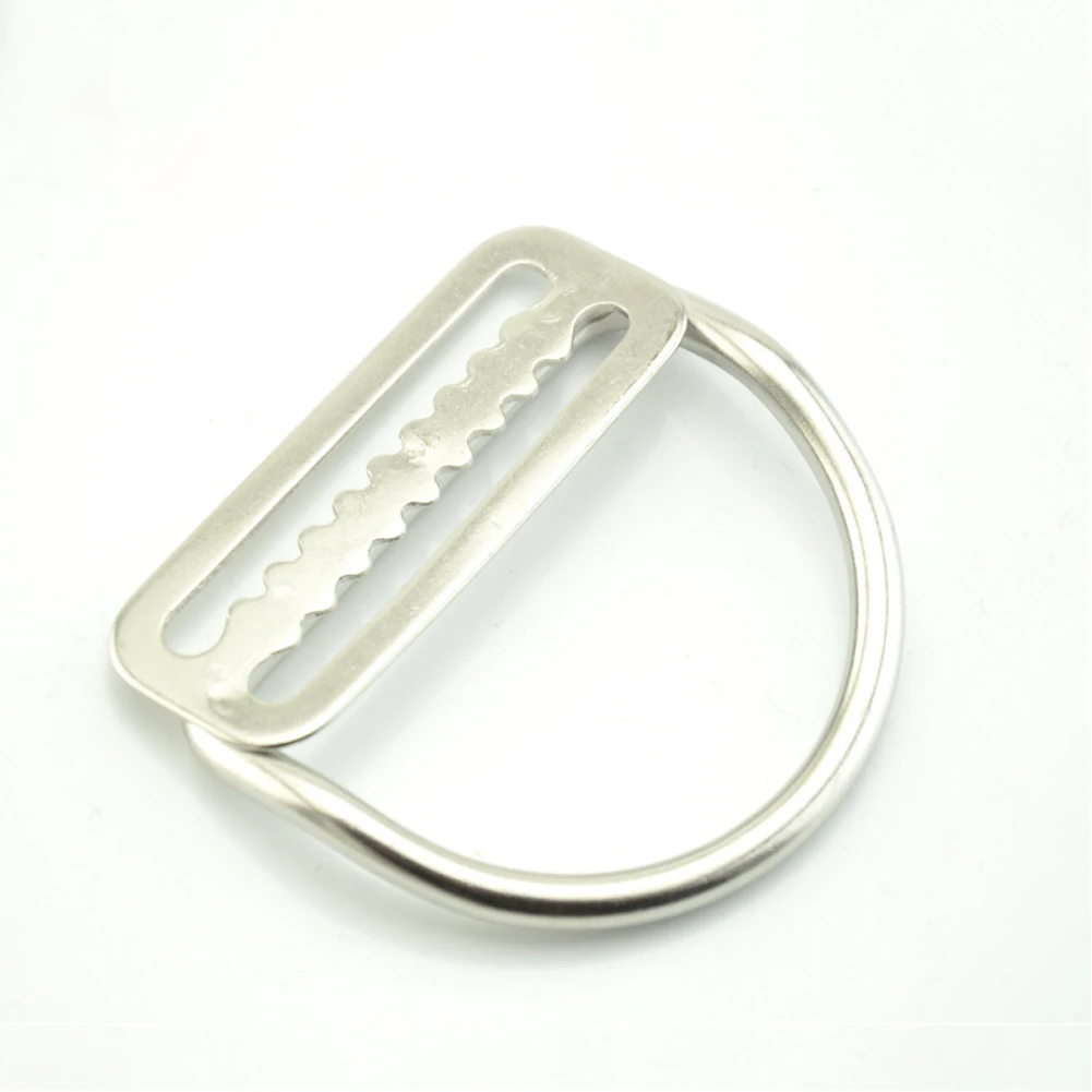 

5cm Scuba Diving Stainless Steel Weight Belt Stopper Slider Keeper With D-Ring Bending D Ring Japanese Buckle With Teeth