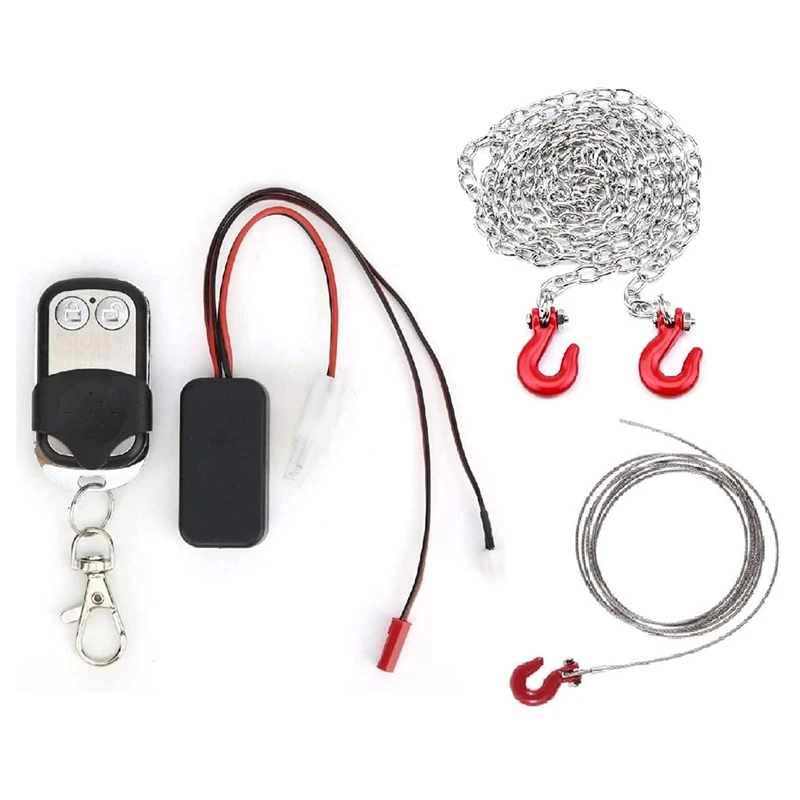 

Remote Control Scale Electric Winch Remote Control With Steel Rope Tow Chain For 1/10 RC Crawler SCX10 D90 TRX4 90046,Et