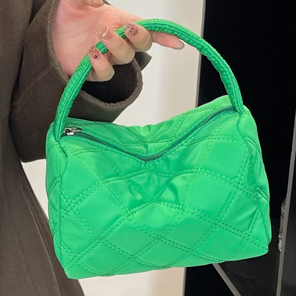 

Ромбовидная Сетчатая Сумка-тоут, стеганая Повседневная сумка с вышивкой, Модная Портативная мягкая молния, простая для выходных, отпуска