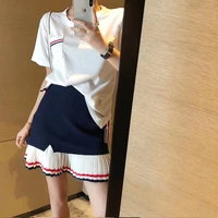 summer fried street age reduction fashion small tb pleated skirt short sleeved suit ladies new womens two piece suit