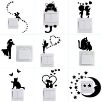 switch sticker kids room cartoon cat and dog wall sticker moon star switch outlet self adhesive sticker home decor wallpaper