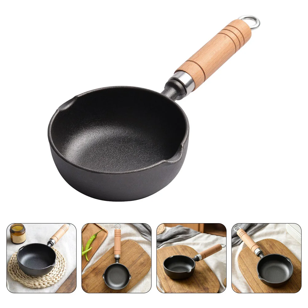 

Stainless Steel Saucepan Wok Spout Small Pot Kitchen Metal Pour Oil Handle Iron