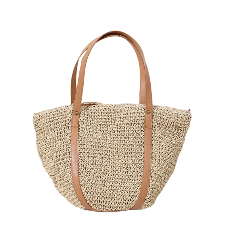 

Повседневная плетеная женская сумка через плечо DOME из соломы, плетеные сумки, женская сумка в богемном стиле, Пляжная женская сумка