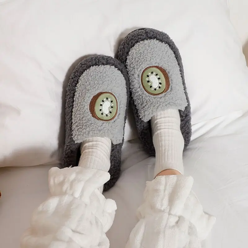

New cotton slippers female winter lovely leisure indoor home warm non-slip lovers autumn winter soft wool wool drag men winter