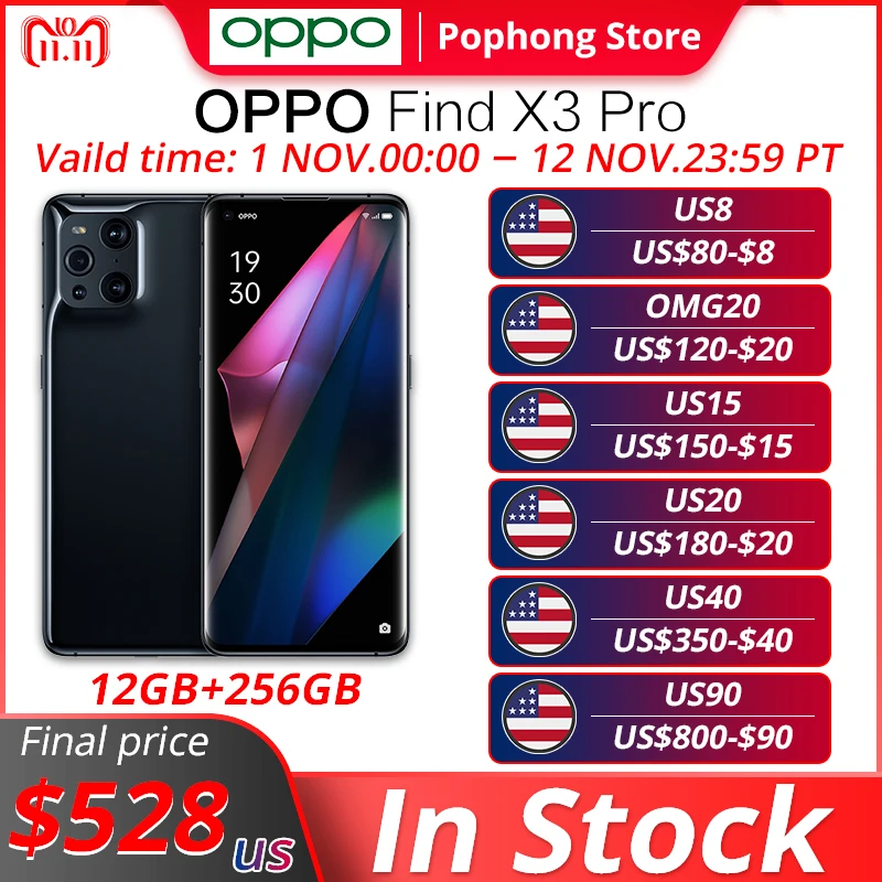 Tanie Oryginalny OPPO Znaleźć X3 Pro Telefon Komórkowy 5G 6.7 Cal Snapdragon 888 Octa Core 12GB Pamięci RAM 256GB ROM 65W Super ładowanie Błyskowe