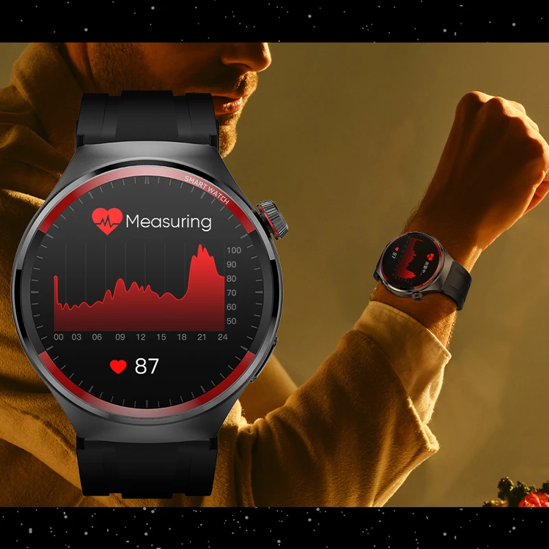 Мужской сенсорный экран AMOLED 1 43 дюйма с функцией измерения пульса и артериального