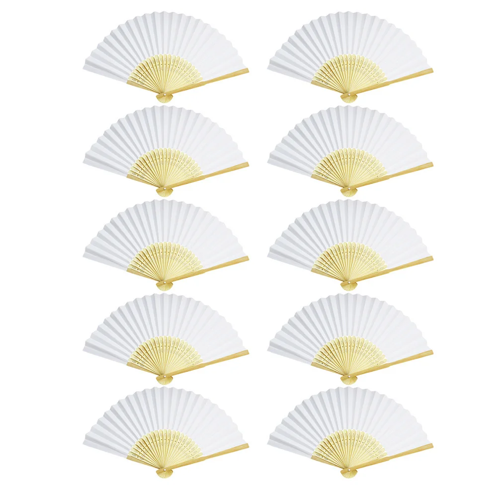 

10 Pcs Fan Blank Drawing Hand Nativity Toys Kids DIY Paper Fans Handheld Folding Decorate