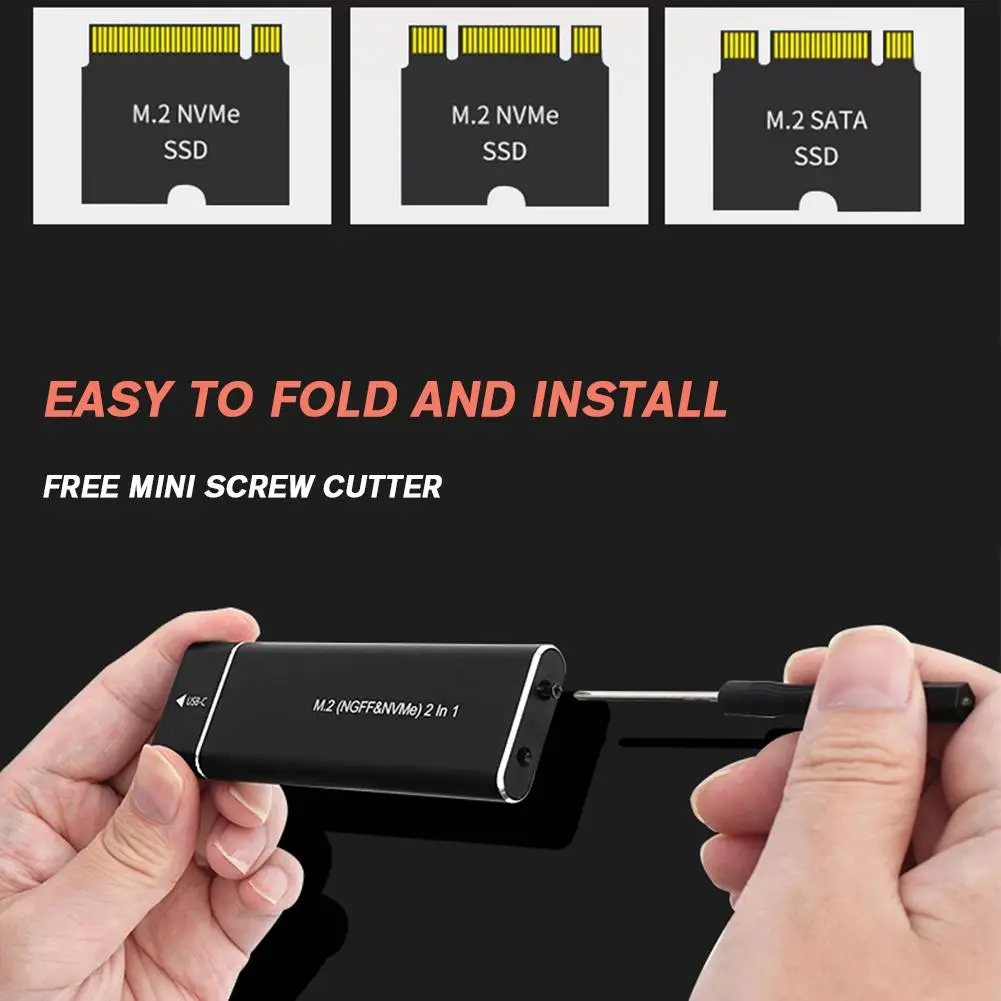 Фото NVME M.2 Твердотельный накопитель Внешний корпус 2230/2242/2260/2280 M.2 к USB C 10 Гбит/с SSD Алюминиевый корпус типа C для ключа M и B&M №4