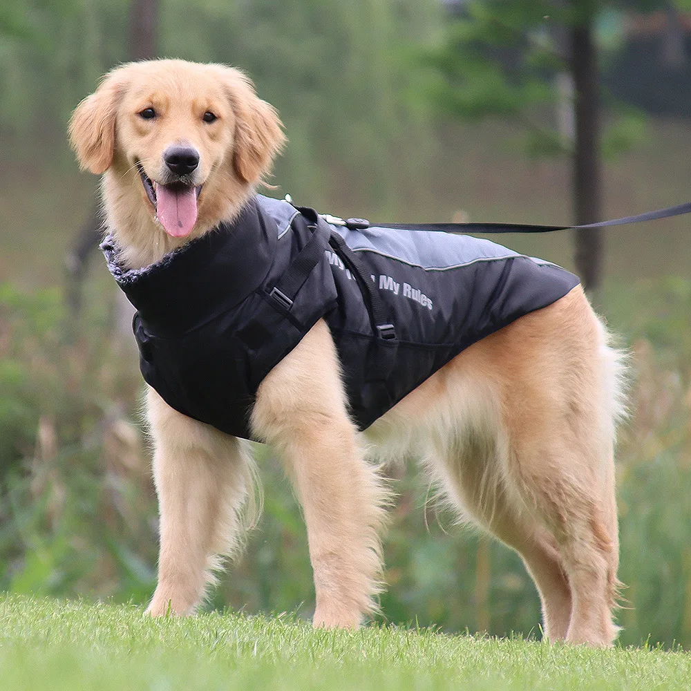 

（XL-6XL)Pet Dog Clothes Autumn Winter Warm Jacket Large Dog Reflective Thickened Shell Jacket Outdoor Cotton Jacket Dog Clothes