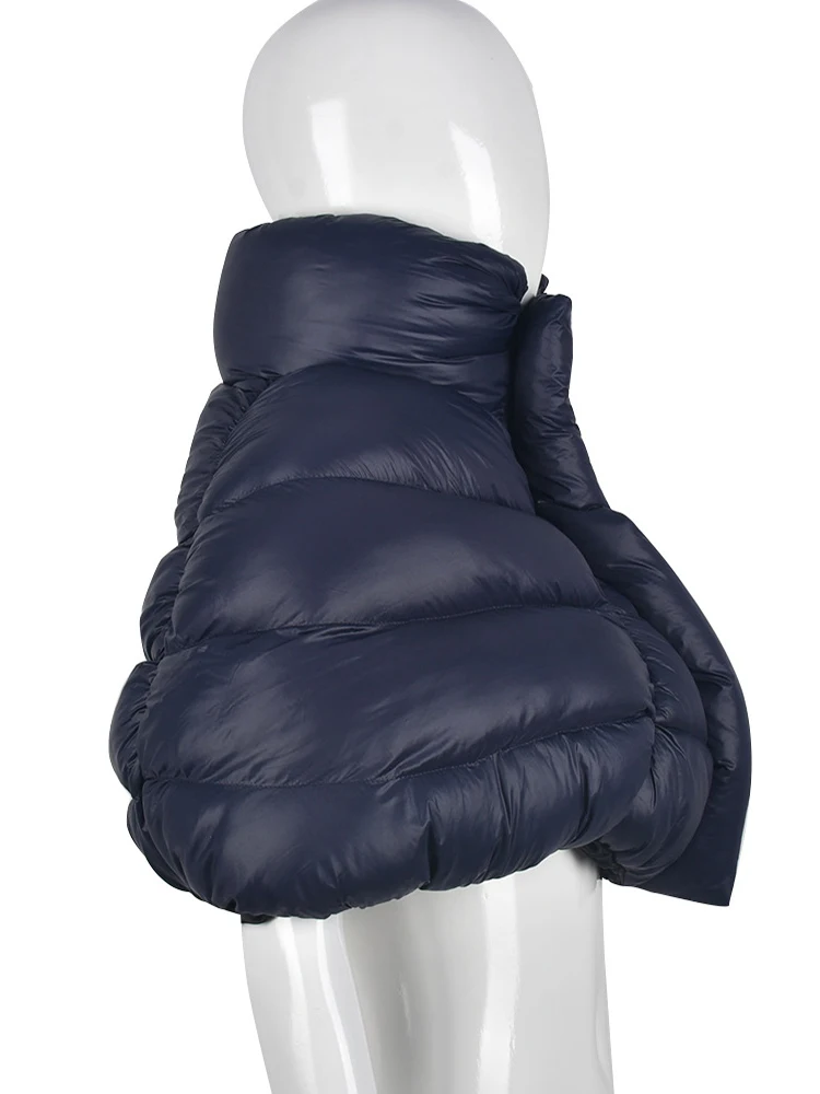 Simenual Cotton-padded Puffer Jacket Women Irregular Sleeveless Terry Mock Neck Zipper Casual Streetwear Bread Outerwear Baddie