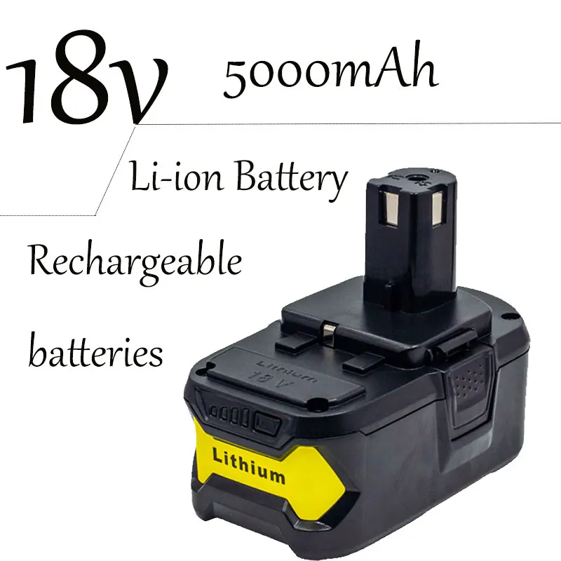 

18V 5Ah Li-Ion Rechargeable Battery for Ryobi ONE+ Cordless Power Tools BPL1820 P108 P109 P106 P105 P104 P103 RB18L50 RB18L40