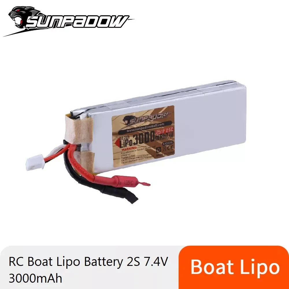 

NEW2023 RC Boat 2S Lipo Battery 7.4V 3000mAh 25C with Balance Port for High Speed Race Boat Eco Mono Hydro Racing Boat