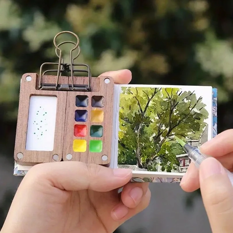 Деревянный пустой мини-альбом для рисования акварелью путешествия