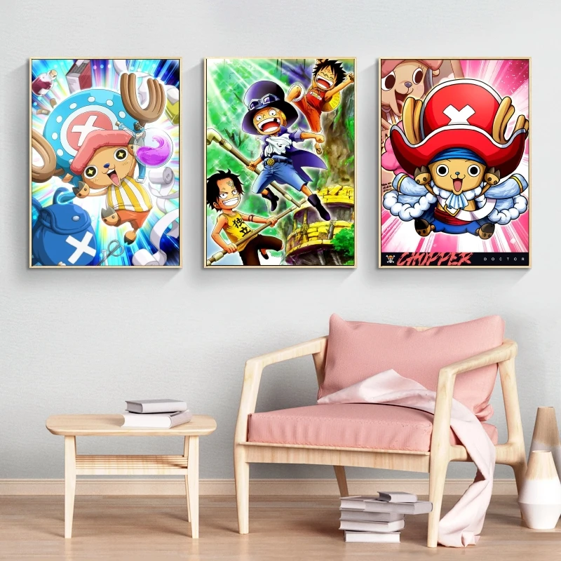 

Canvas Paintings and Prints One Piece Chopper Living Room Gifts Kid Action Figures Cartoon Character Picture Hd Print Art Prints