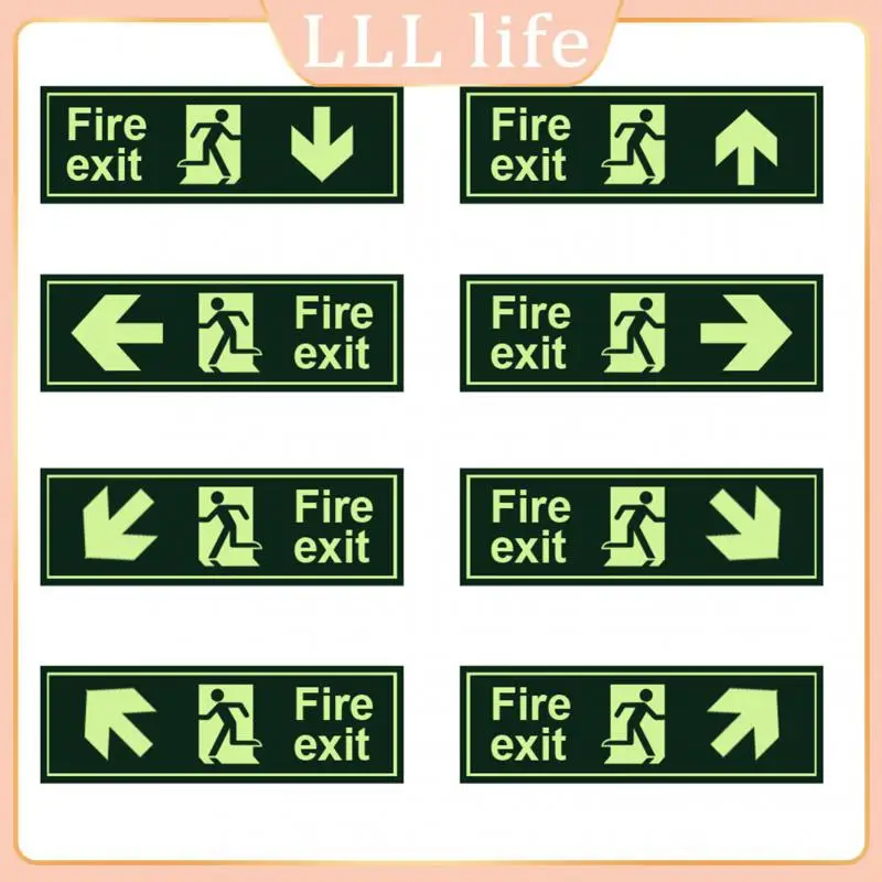 

Self Adhisive Waterproof Exit Sign Green Luminous Safety Warning Tape Night Vision Fire Exit-right Signs Walls Sticker 36x14cm