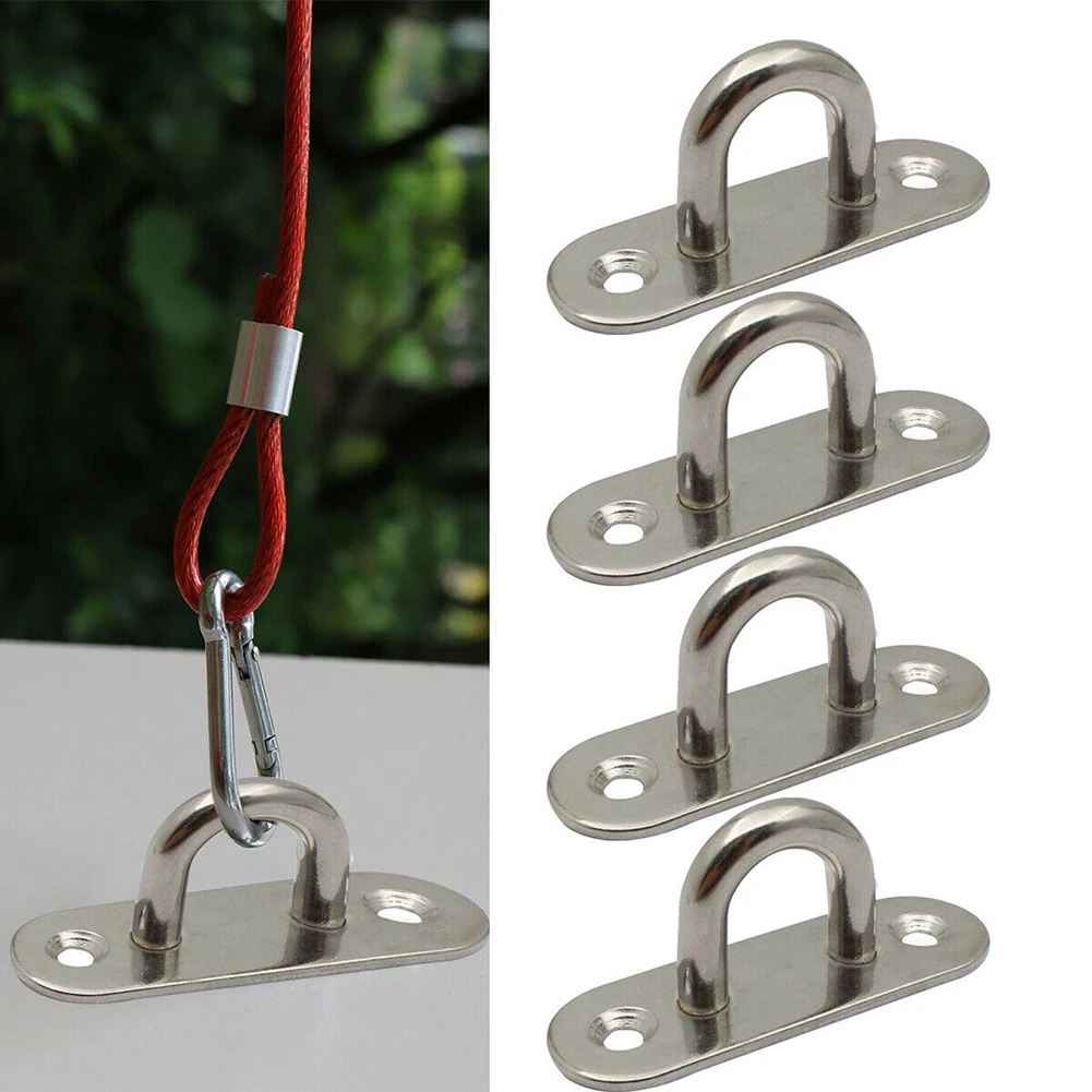 

Part Hanging Plate Silver Stainless Steel Fixed Buckle Marine Oblong Pad Ring Hook 4pcs 5MM Accessories Boat Door