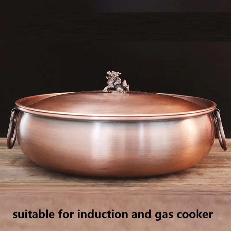 

Thickened Red copper hot pot stewpot making soup with cover