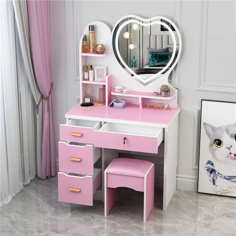 

Makeup Table Furniture Vanity Table with Drawers Mirrored Dresser Furniture Bedroom Modern Wooden bedroom dresser set