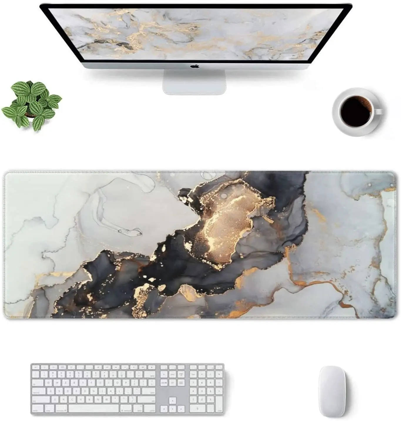 

Gaming Desk Mat for Keyboard and Mouse Large with Stitched Edges, XXL XL Desk Pad Non-Slip Base, Long Mouse Pad for Gamer, Offic
