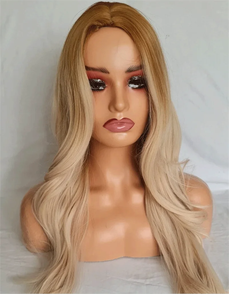 Коричневый парик волнистый синтетический спереди бесклеевой длинные