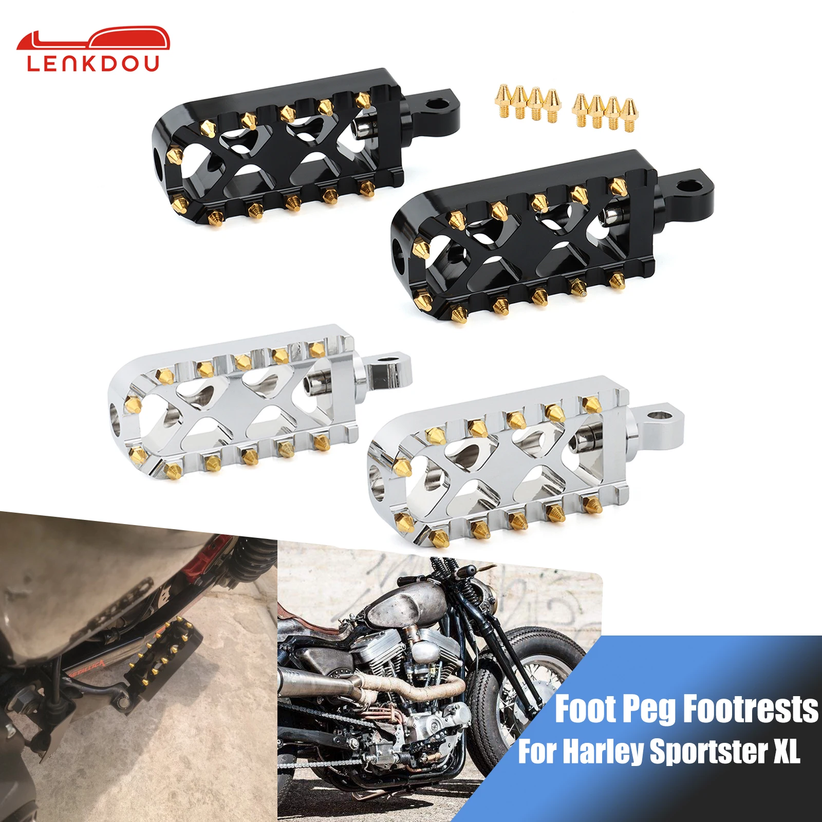 

MX Style Foot Pegs Footrest For Harley Dyna Fatboy Street Bob Wide Glide Sportster Softail Bobber Chopper Motorcycle Accessories