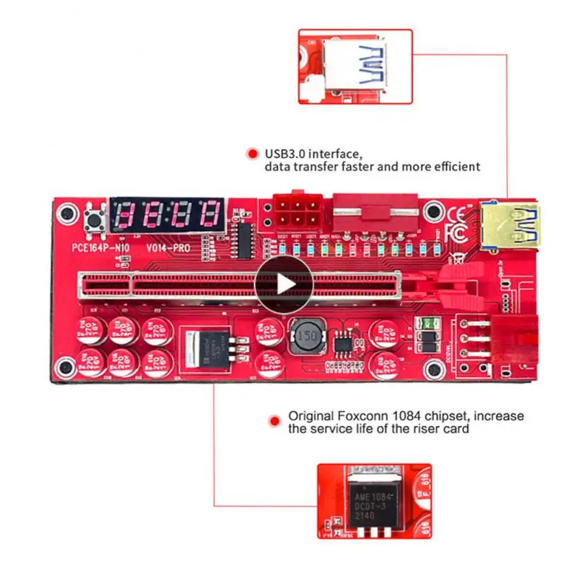 

Pci Express множитель Pci-e 1x до 16x Райзер-карта 15/6/4pin V014 Pcie Райзер Pci-e Райзер-карта ПК