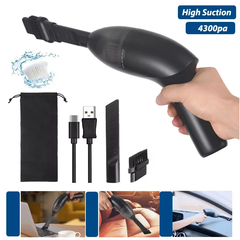 

NEW2023 4300pa Car Vacuum Cleaner Mini Cordless 65W Handheld Portable Vacuum Cleaner For Computer PC Latop keyboard Home applian
