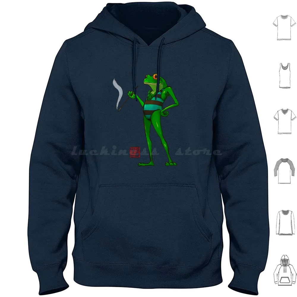 

Frog Smoking In Swimsuit Hoodie cotton Long Sleeve A Frog And His Son Frog Son Tadpole A Frog His Son Coffee Dad Father