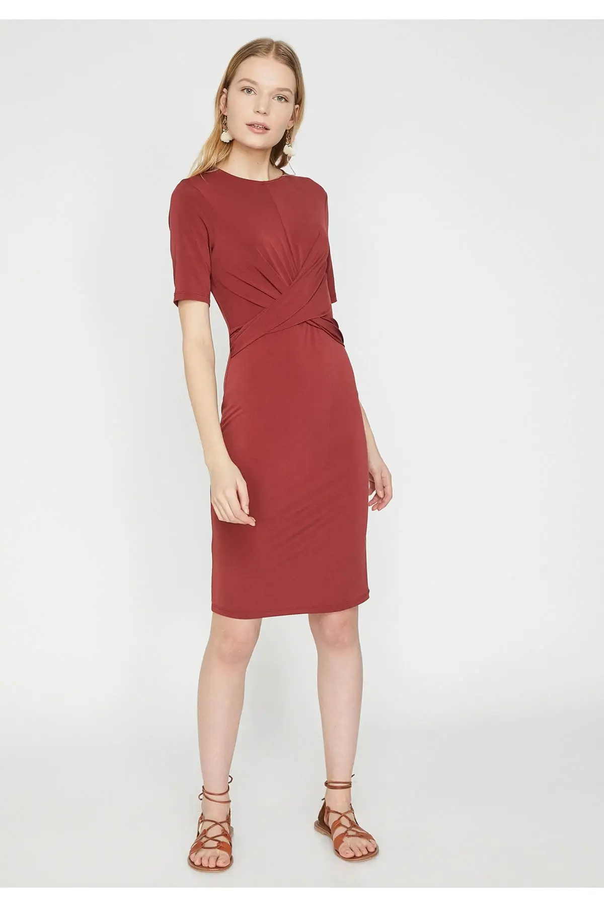 Платье Koton Women цвета бургунди 9 YAK88728CK.