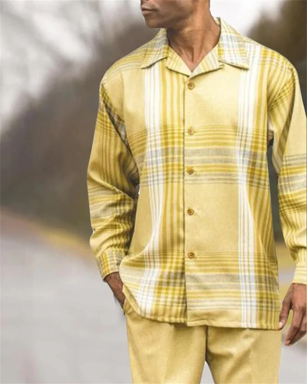 Men's shirt new casual hiking outdoor sportswear men's fashion trend printed shirt men's casual two-piece suit novelty 2023 new