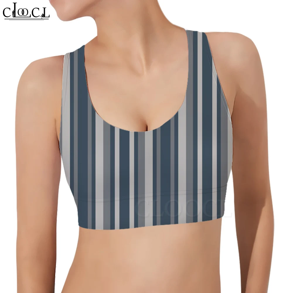 

CLOOCL Women Sports Vertical Stripes 3D Printed Tank Top for Female Outdoor Workout Running Sports Bras Fitness Bra Casual Style