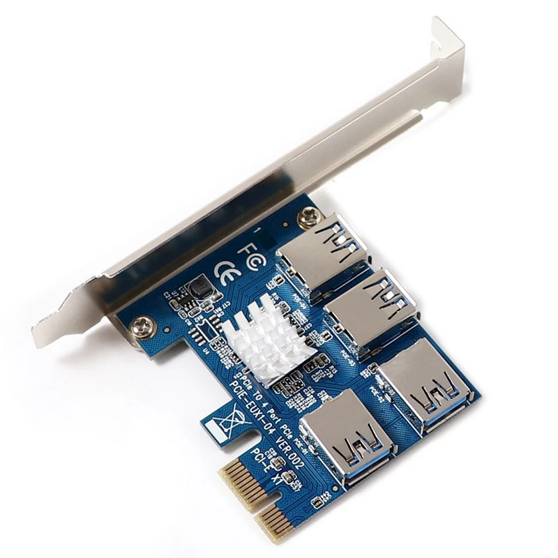 

PCIE PCI-E PCI Express Riser Card Riser Card 1X To 16X 1 To 4 USB 3.0 Slot Multiplier Hub Adapter
