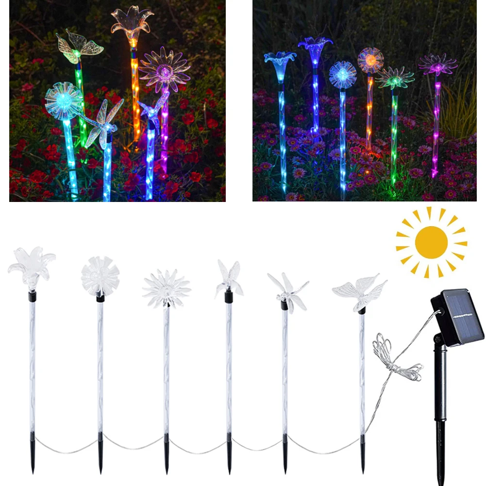 

Светодиодный светильник на солнечной батарее, уличное украшение для сада, ландшафтное освещение, Цветочная бабочка, лампа для газона, для з...
