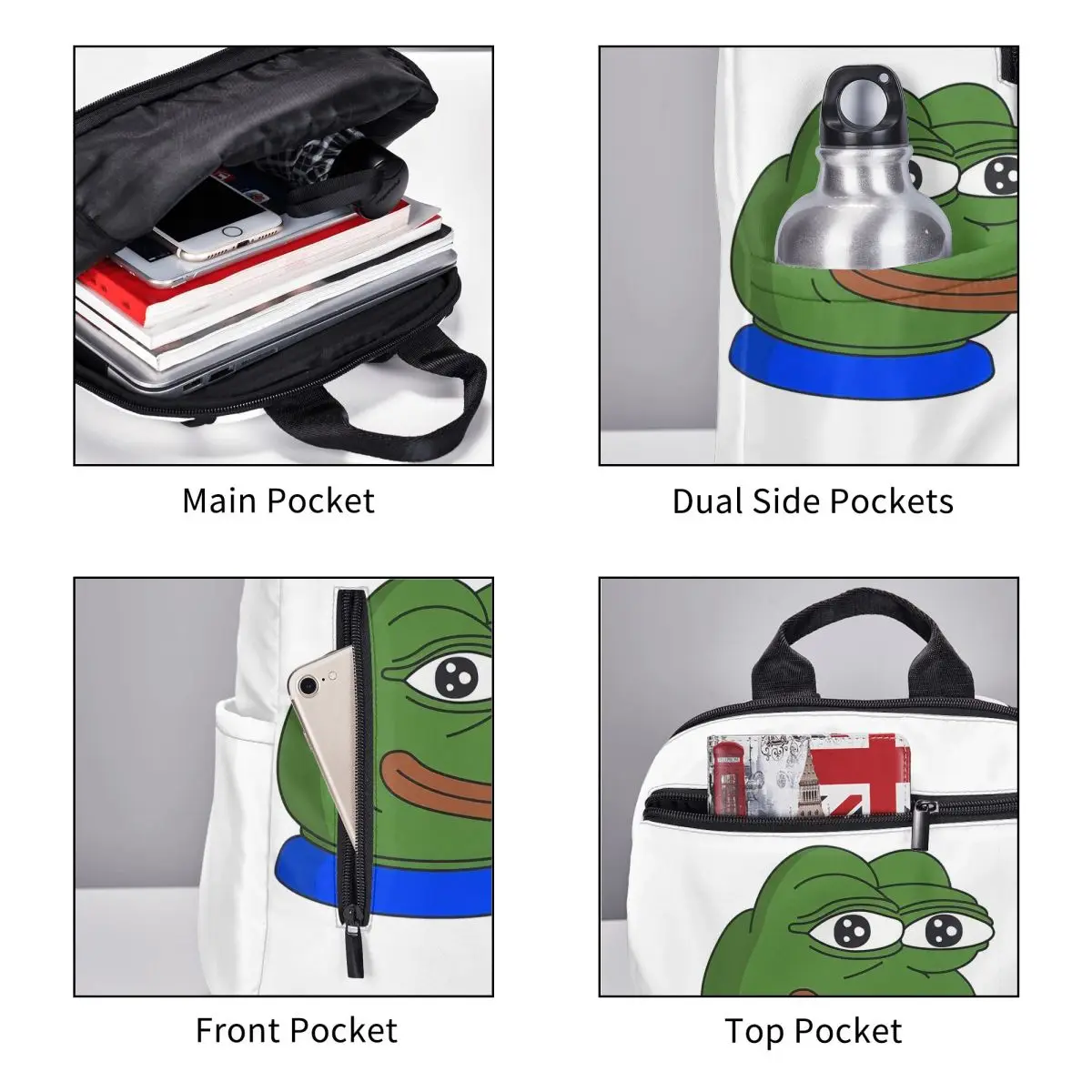 Рюкзак Pepe The Frog Peepo Emote для школьников, школьная сумка, походный рюкзак для путешествий, сумка для книг для мальчиков и девочек, сумки на плечо (art.: 3920dc986f7bc) - 3920dc986f7bc