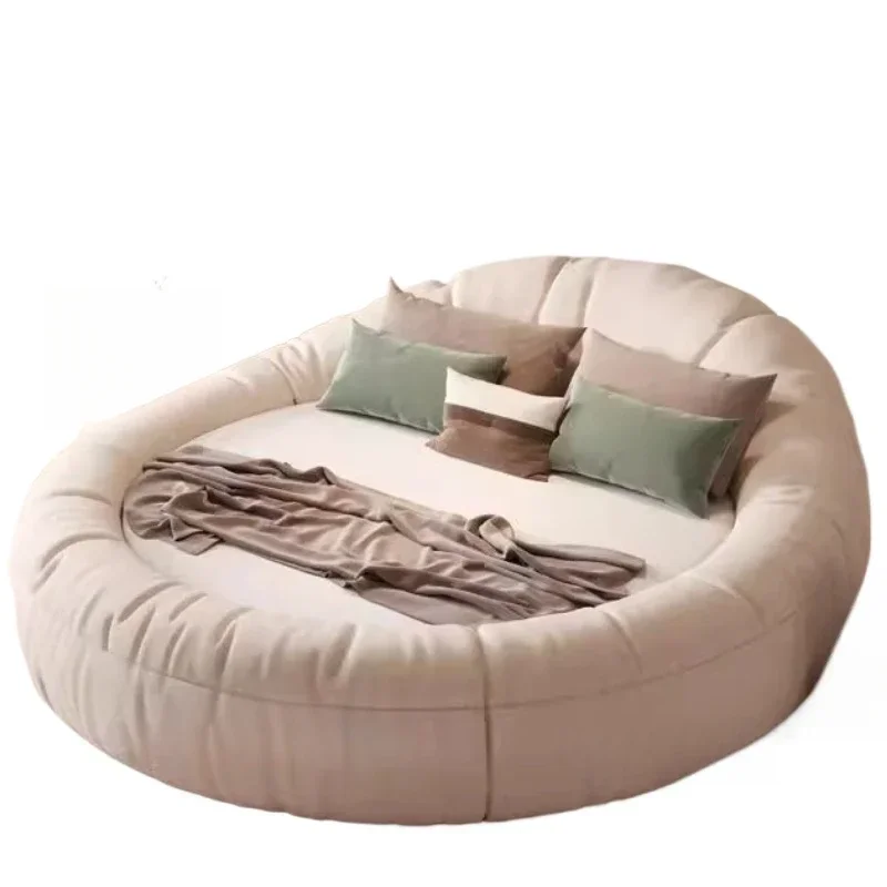 Кремовая круглая эстетичная кровать принцессы романтическая свадебная светлая