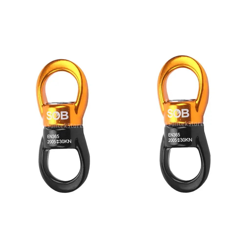 

2pcs 30KN Rock Climbing Swivel Ring Rotary Connector Black Gold 37 x 83mm