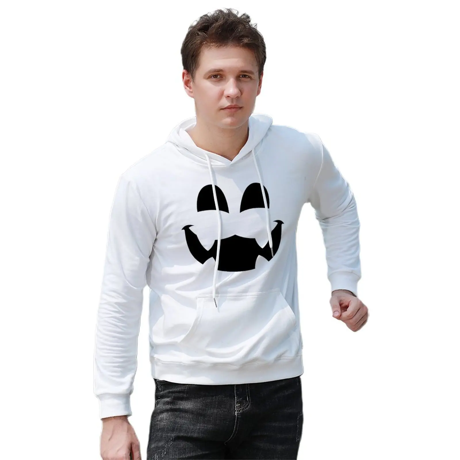 

Cute Pumpkin Face Hoodies Halloween Autumn Cotton Hoodie Popular Loose Big Pullover Hoodie Mens
