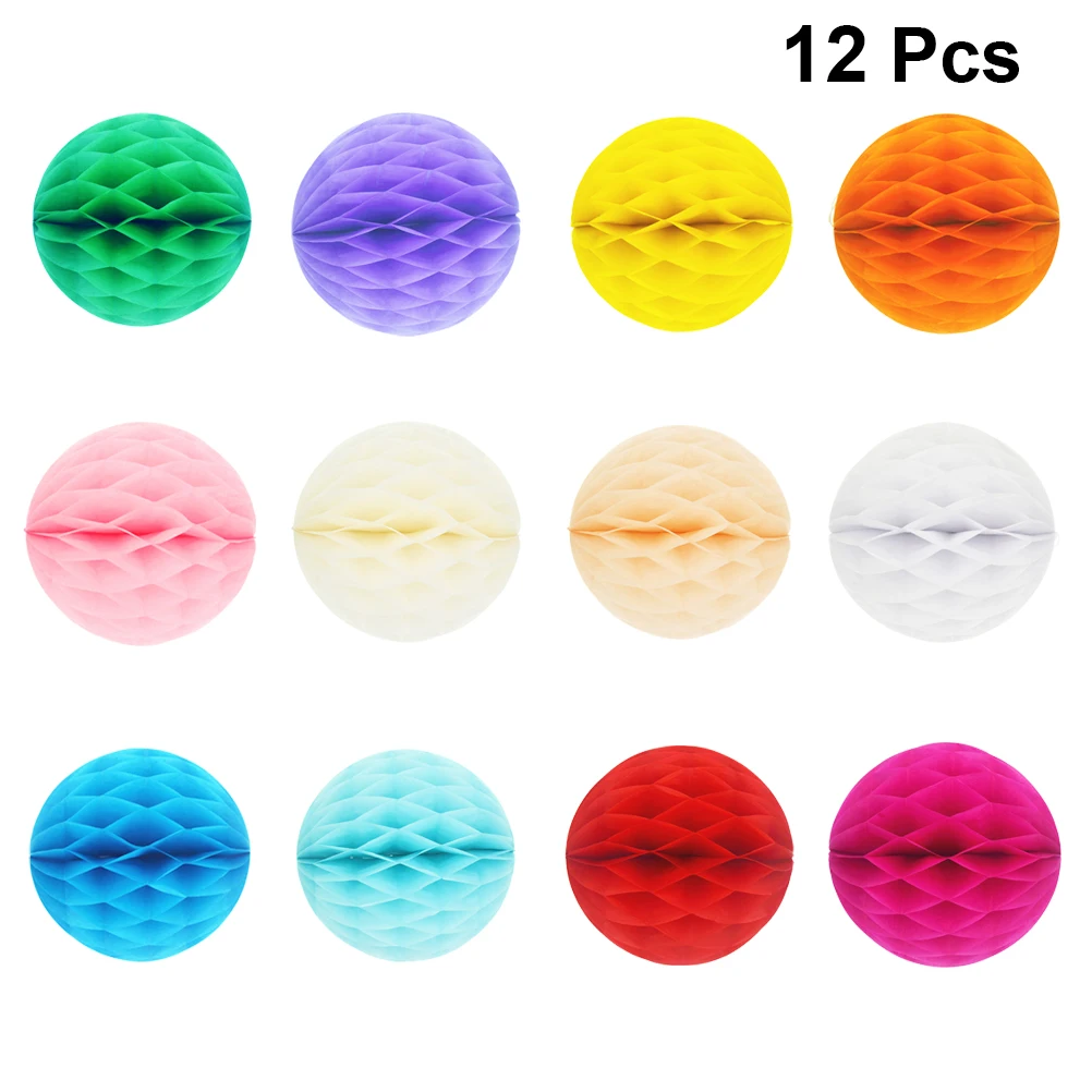 

12pcs Decor Honeycomb Paper Party Ball Balls Hanging Bunting Decorations Pom Poms Flower Garland Christmas Birthday