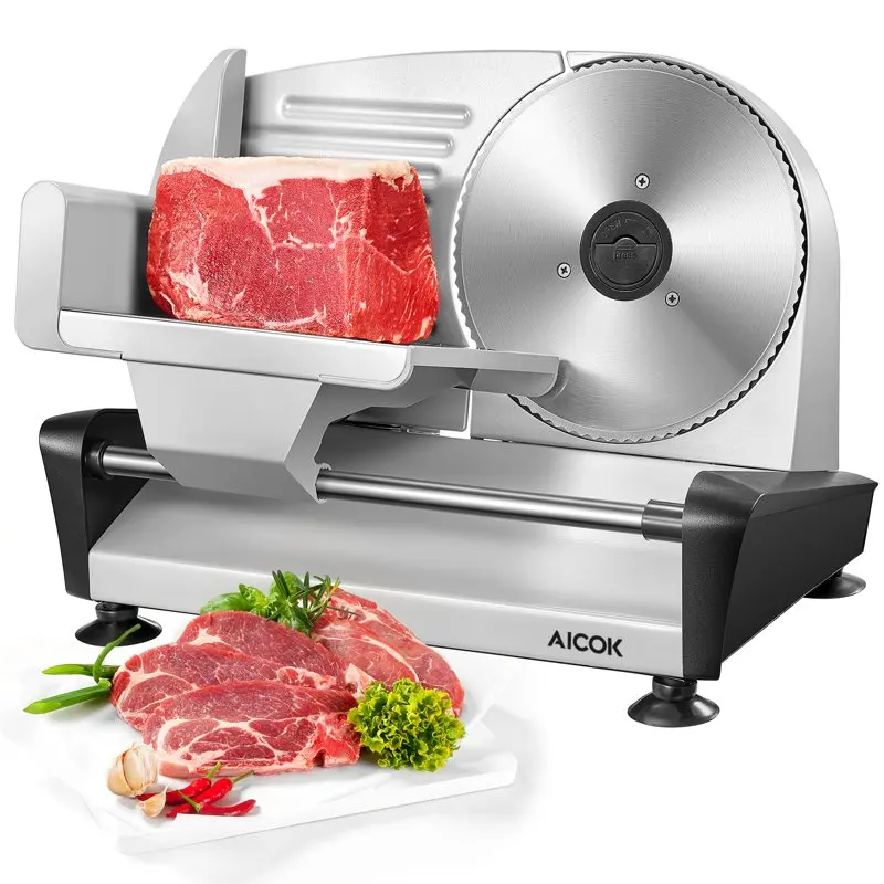 

Slicer with 7.5" Removable Stainless Steel Blade, Cuts Meat, Cheese, Bread, Include Food Pusher and Non-Slip feet for Home Use