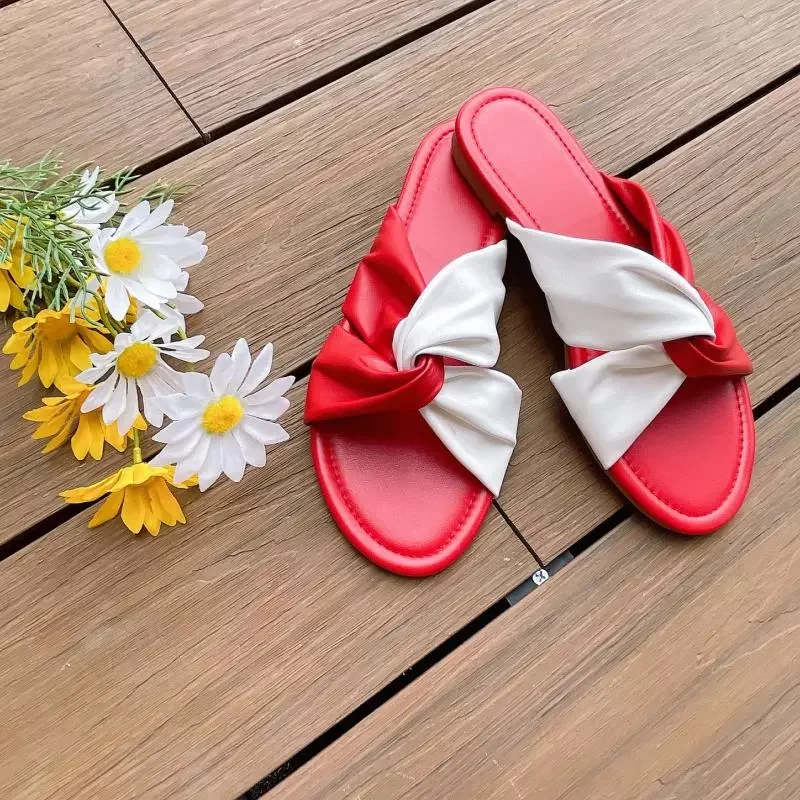 

Summer Women Slippers Shoes 2022 Female Stitching Cross Belt Slippers Casual Large Size Women Shoes New Style Chaussure Femme