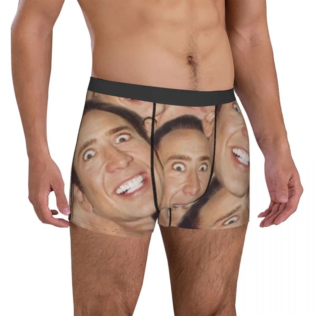 Nicholas Cage Underwear Nicolas Cage Face Collage Design Custom Boxershorts Trenky Men Panties Elastic Boxer Brief Gift images - 1