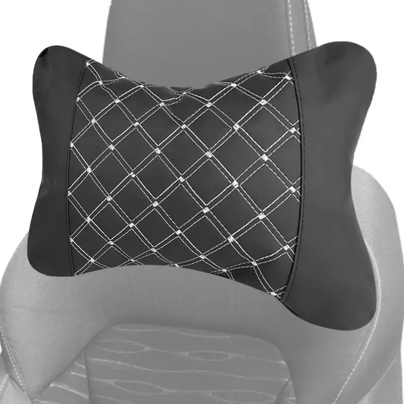 

PU Leather Knitted Car Pillows Headrest Neck Rest Cushion Support Seat Accessories Auto Black Safety Pillow Universal Decor