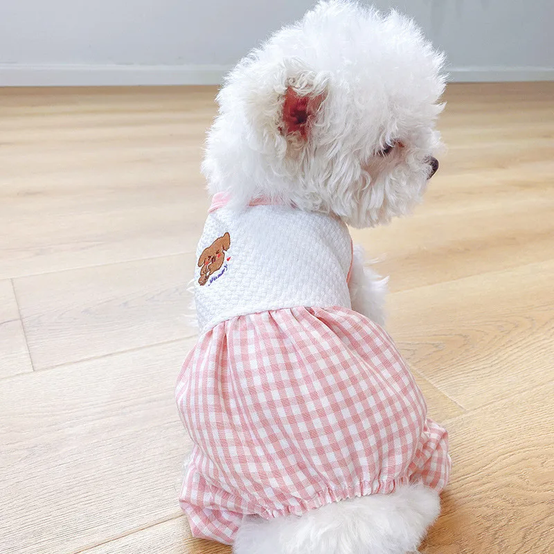 

Cute Puppy Clothes Spring Autumn Dog Jumpsuit For Small Medium Dogs Bichon Sleeveless Vest Shirt Pajamas Pets Tracksuits Chiwawa