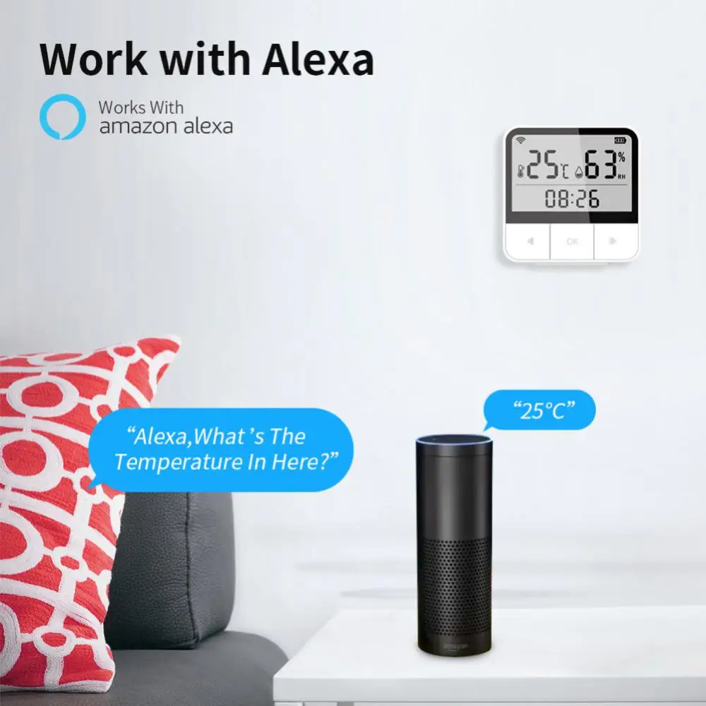 

LCD Electronic Display Temperature Humidity Sensor Indoor Tuya WiFi Thermometer Hygrometer Meter Tool Work Alexa Google