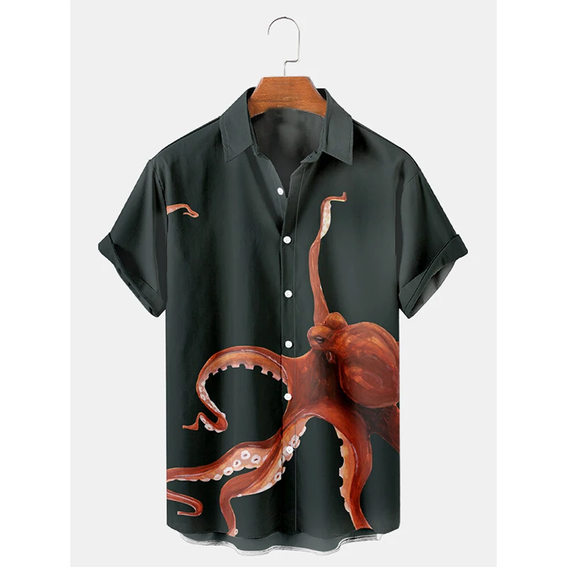 

Badassdude Octopus Hawaiian Printing Men's Casual Short Sleeved Shirt