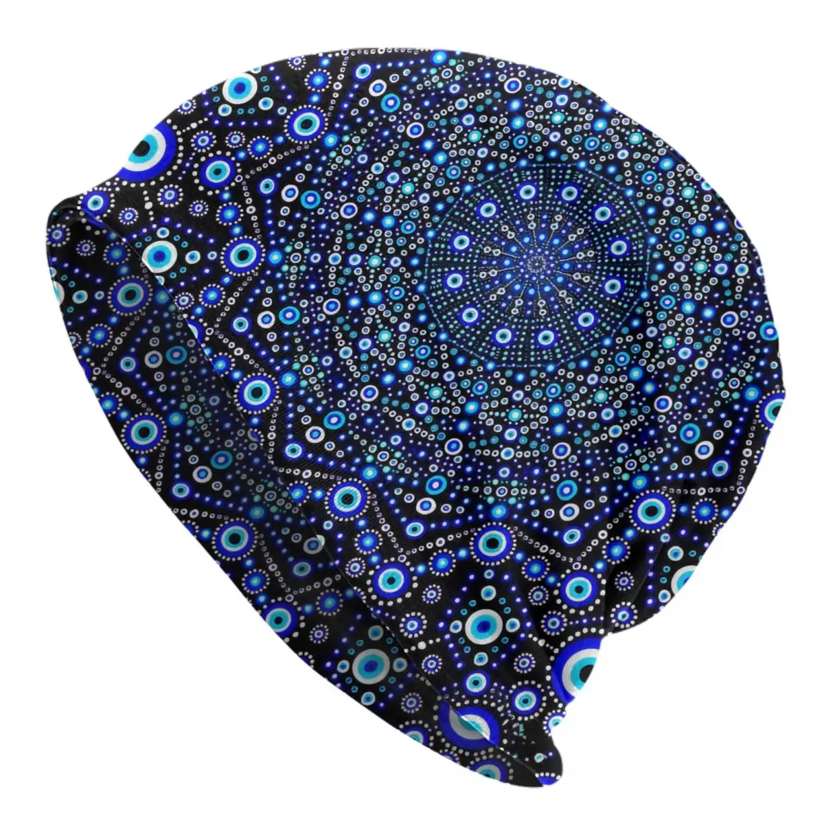 

Bonnet Hats Mandala Evil Eye Men Women's Black White Blue Cap Design Skullies Beanies Caps