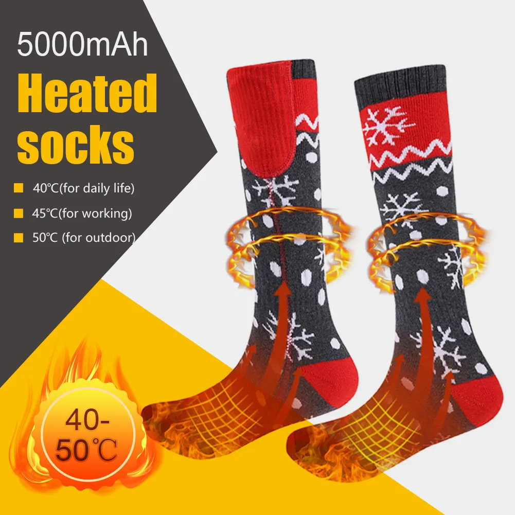 Electric Heated Socks 5V 5000mAh Rechargeable Socks App Temperature Control Christmas Winter Heating Socks For Cycling Ski Fish
