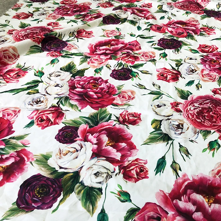

Peony Flower Digital Printing Peony Pattern Pure Cotton Poplin Printed Fabric