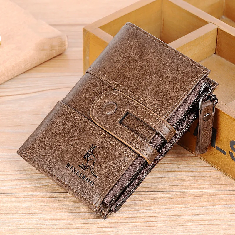 Business Soft Leather Men's Wallets Vintage Short Coin Purse Man Zipper Credit Card Holder High Quality Man Money Wallet
